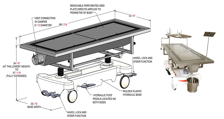embalming table funeral equipement