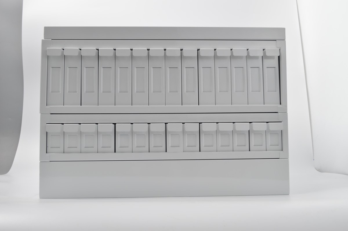 Histology slide storage cabinet with layered drawers for microscope slides and paraffin blocks