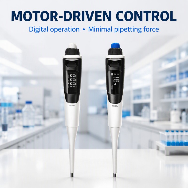 single channel electronic pipette motor driven control digital operation in laboratory