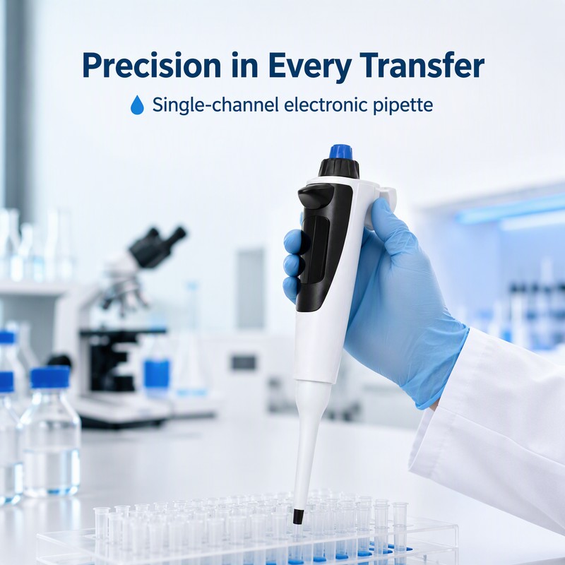 single channel electronic pipette delivering precision in every transfer into a 96 well plate