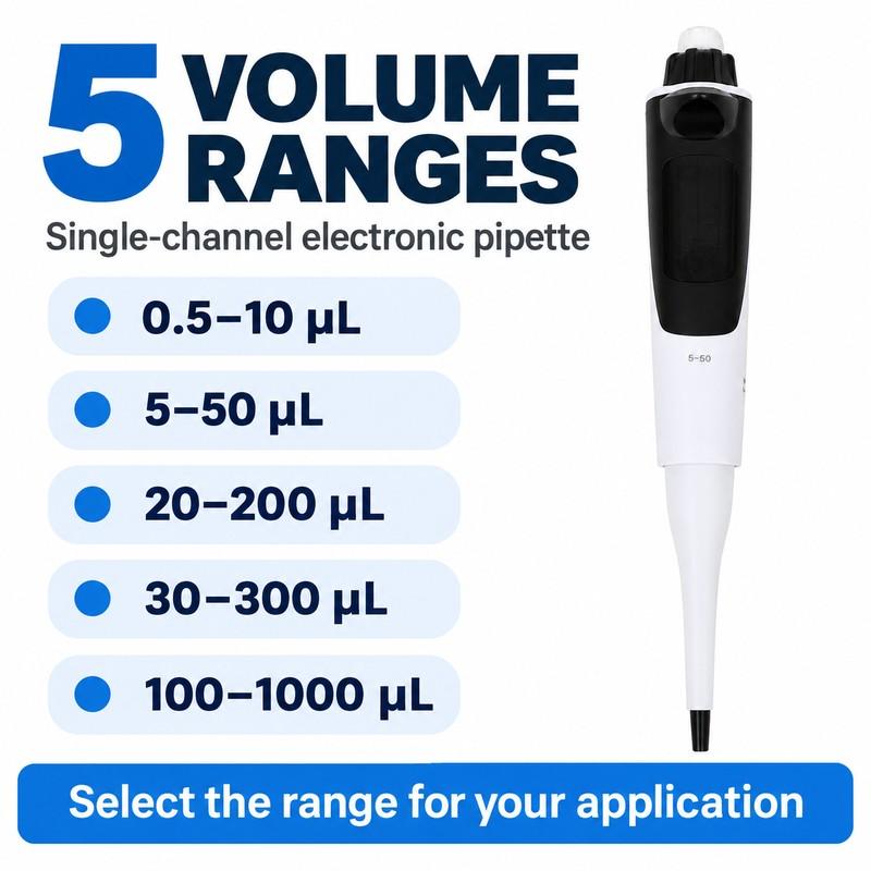 single channel electronic pipette adjustable volume range