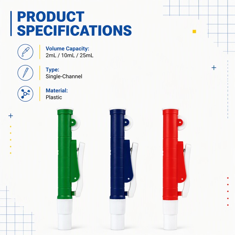 pipette pump product specifications volume capacity 2ml 10ml 25ml plastic single channel