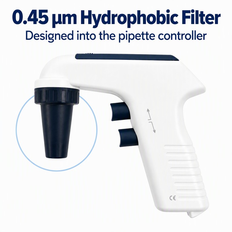 electronic pipette controller with 0.45 um hydrophobic filter