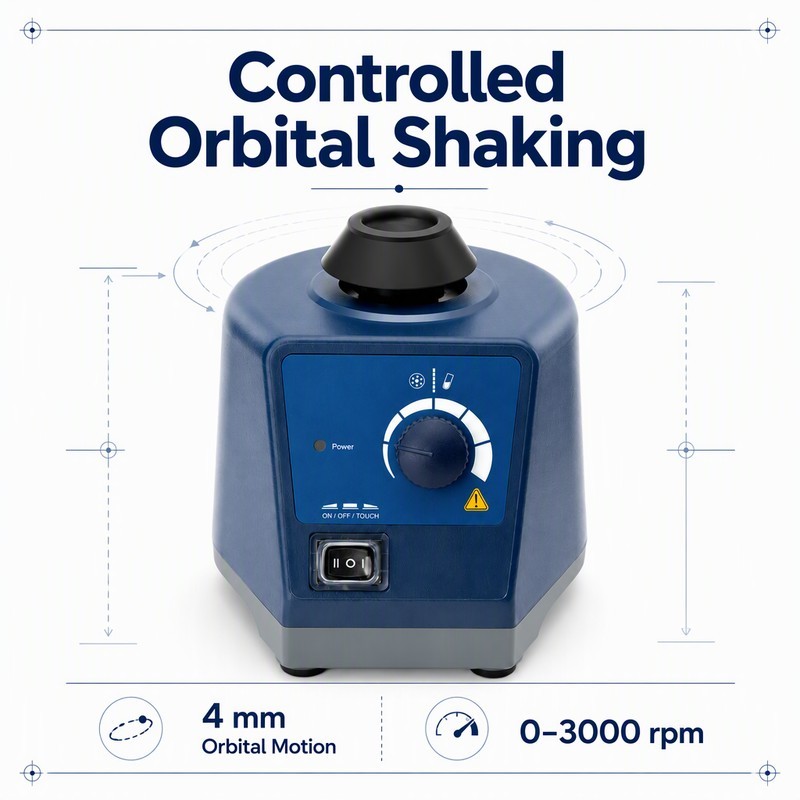 vortex mixer 4 mm orbital motion and 0-3000 rpm speed control panel