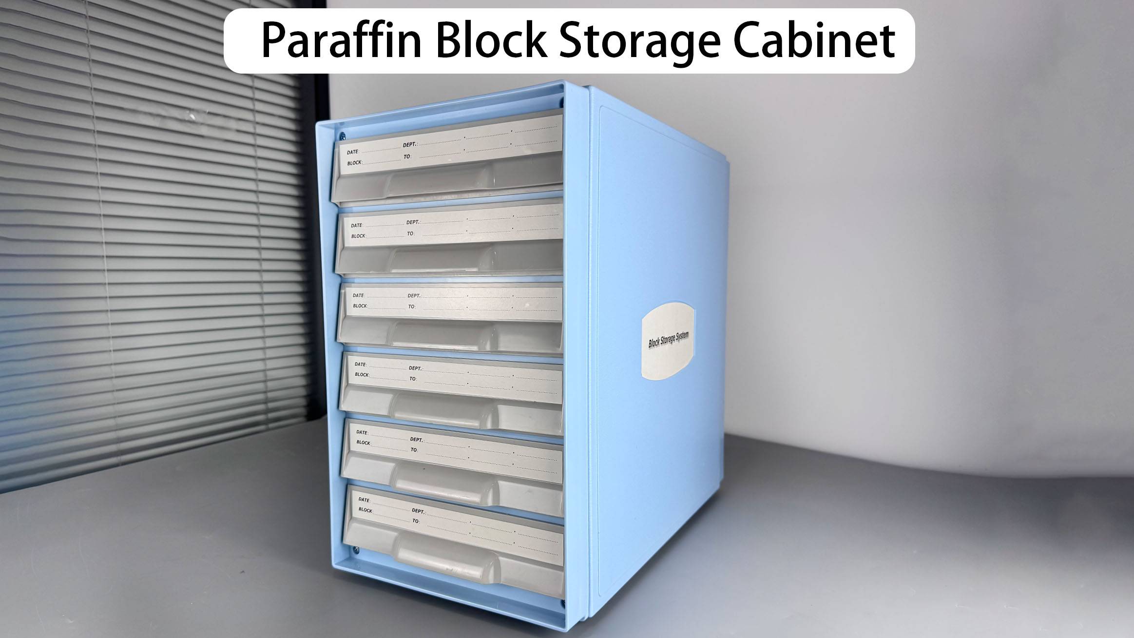 Laboratory pathological use blue plastic paraffin block storage cabinet