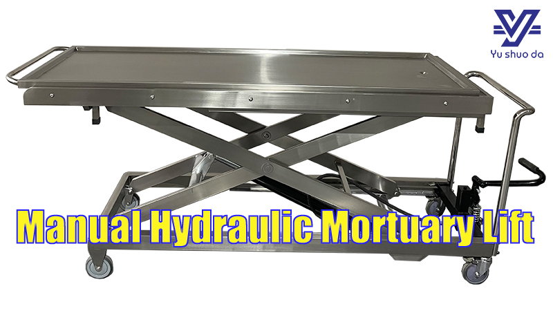 Rustproof Stainless Manual Hyfraulic Mortuary One Scissors Lift Trolley