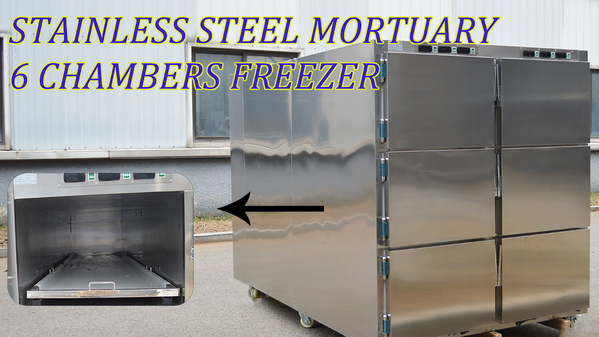 YUSHUODA stainless steel morgue six bodies freezer