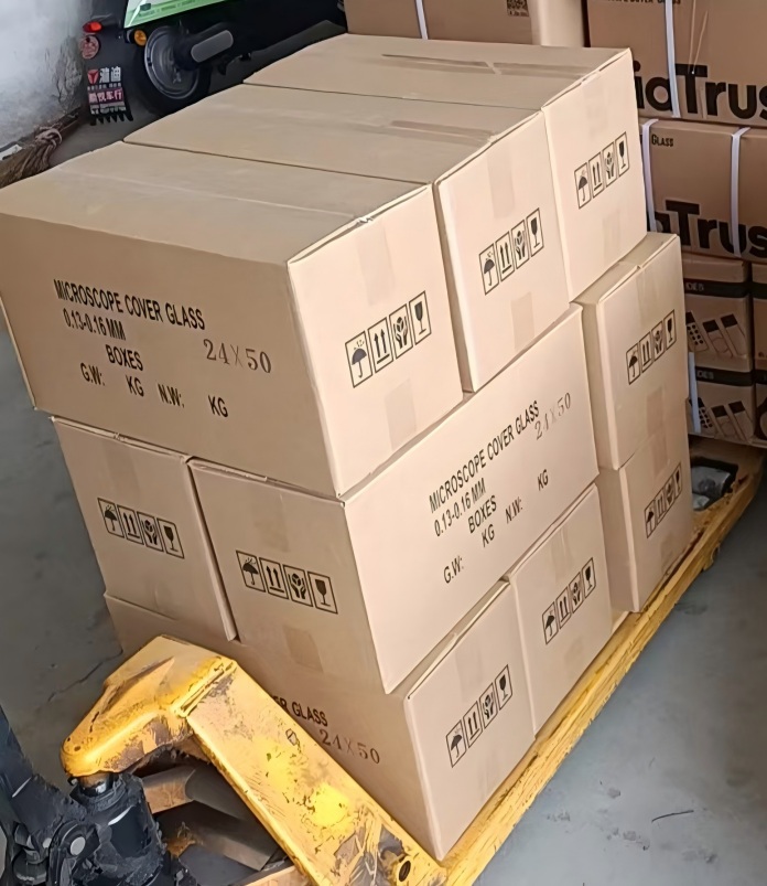 9 Cartons of Microscope Cover Glass Shipped to USA Client
